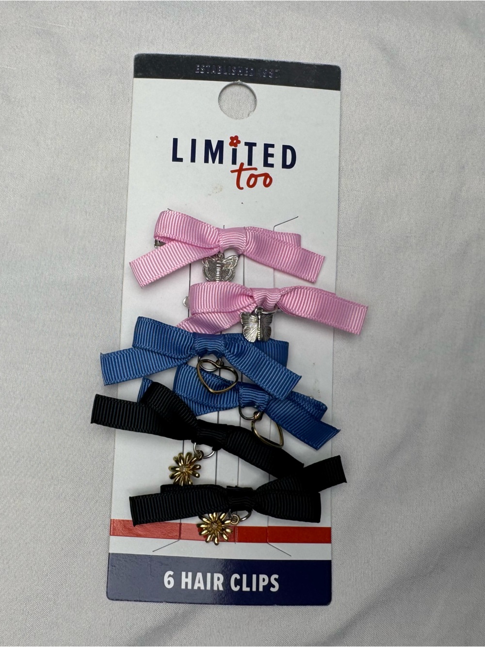 🎀 Limited Too Girls Hair Clips Set of 6 Butterfly Flower Bow Barrettes NWT